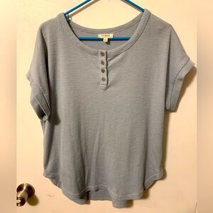 Blue Henley short sleeve blouse